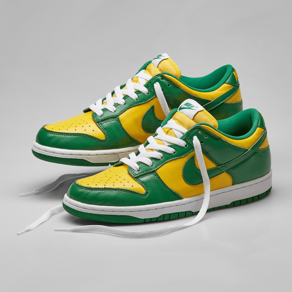 nike dunk low varsity maize pine green